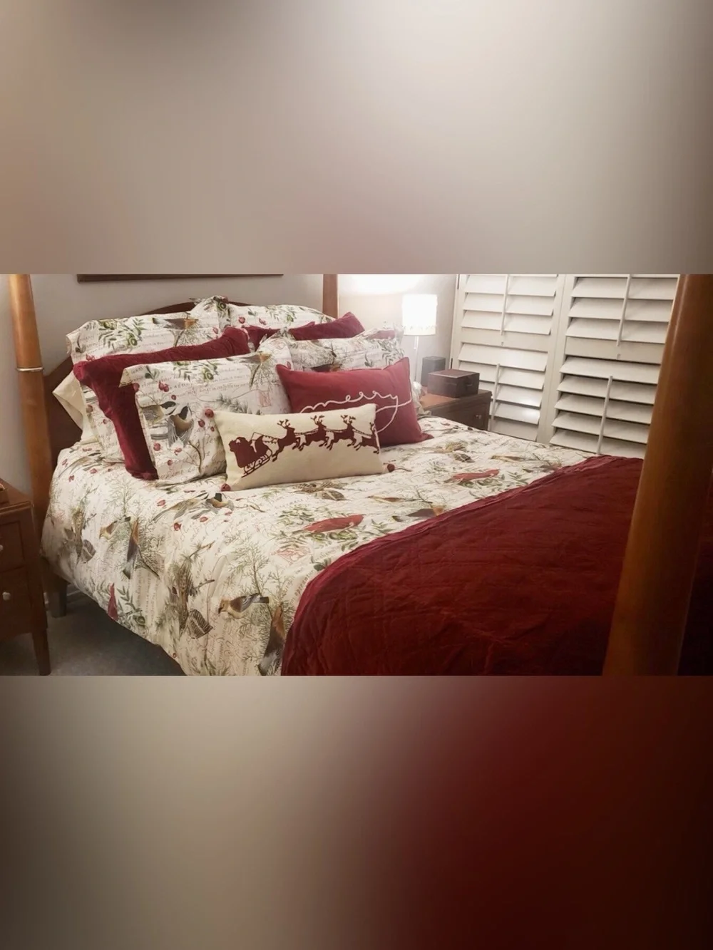 Pottery Barn Winter Birds Button Closure Duvet Cover - size Full/Queen